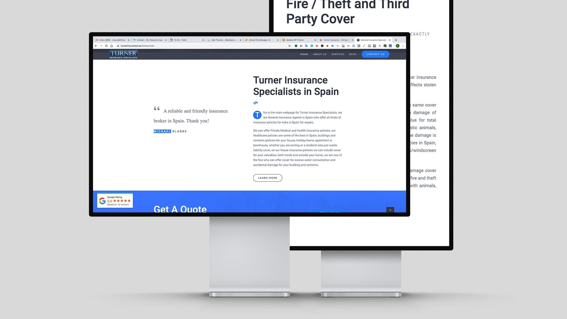insurance mockup of website design